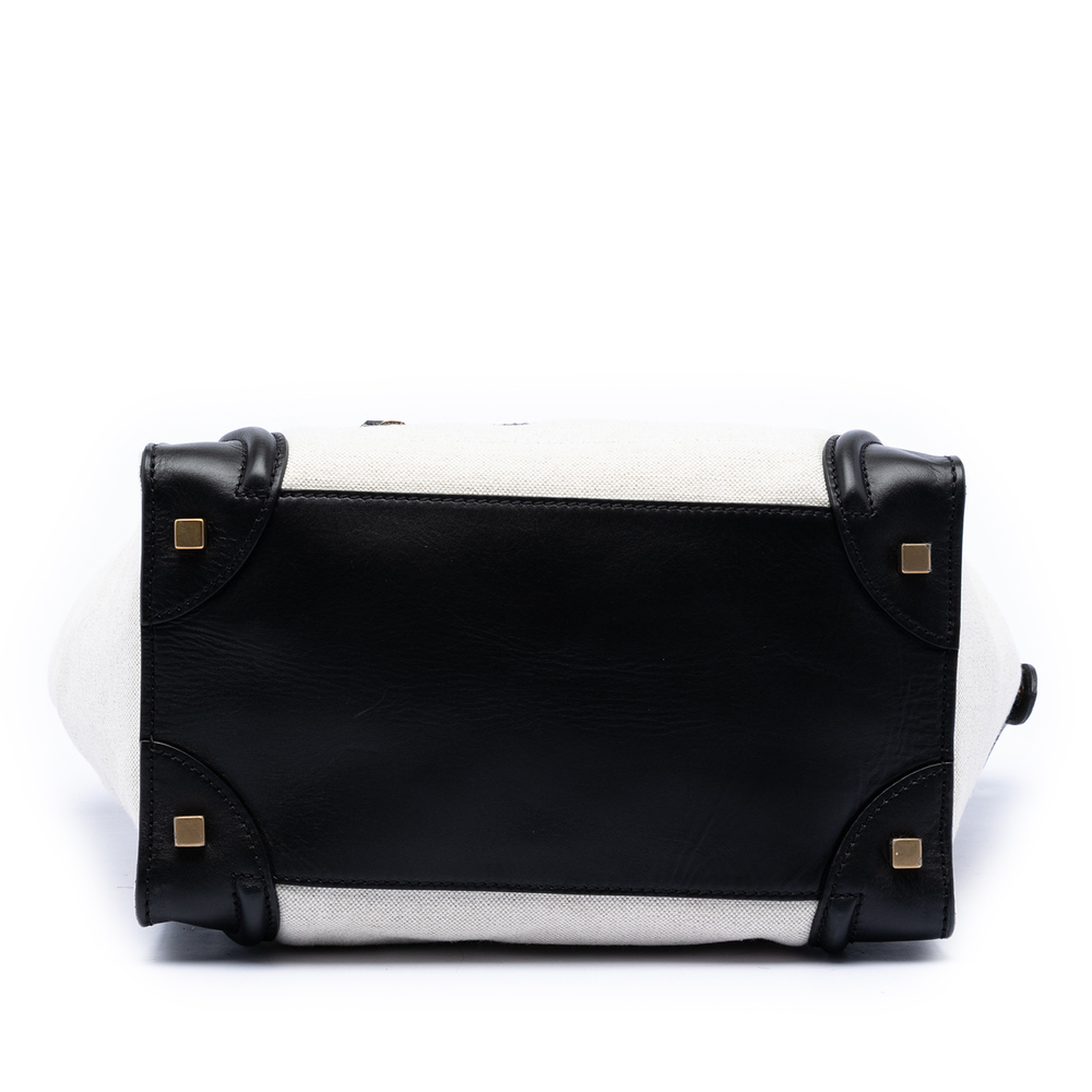 Pre-Loved Celine Mini Bicolor Canvas and Leather Luggage Tote - Picture 3 of 7
